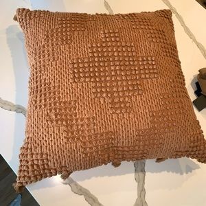 Terracotta Pillow with Decorative Stitching and Tassels